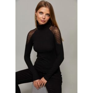 بلوزة هاينيك اسود شيفون من عند الاكتاف