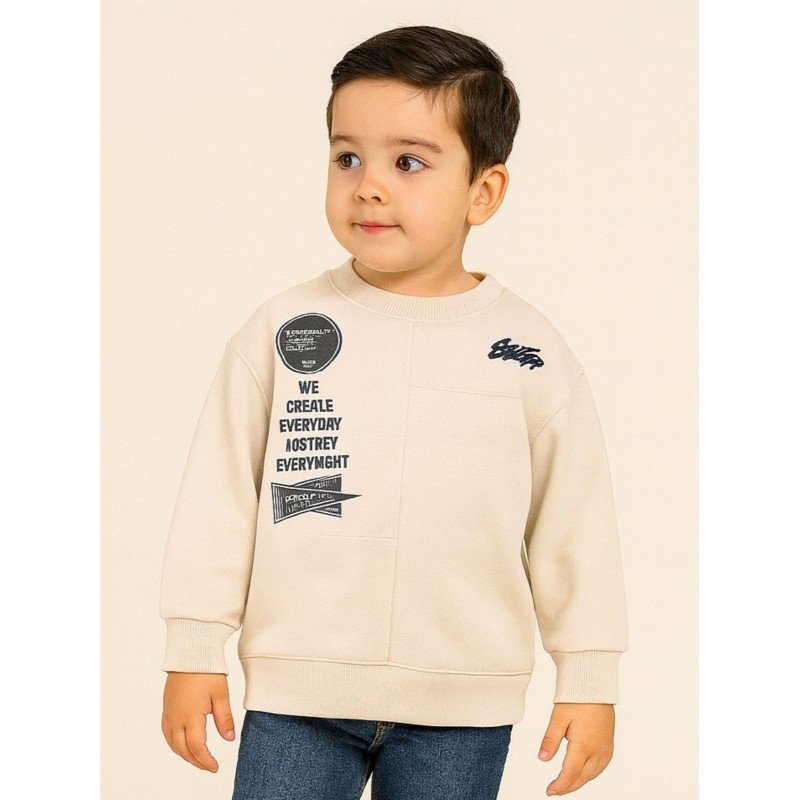 بلوزة ولادي بأكمام طويلة لون بيج