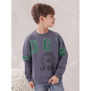 بلوزة ولادي بأكمام طويلة لون سكني