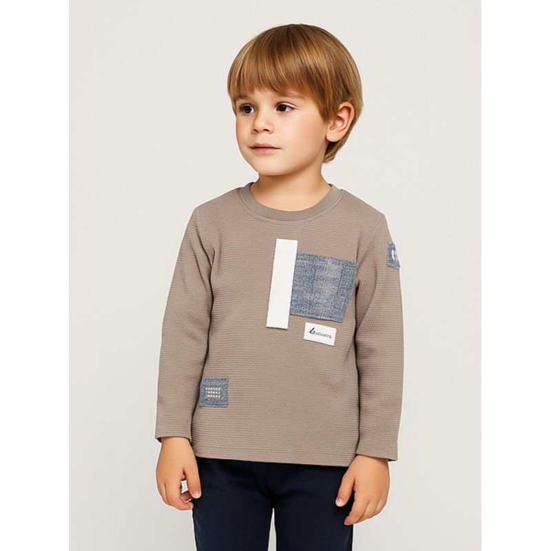 بلوزة ولادي بأكمام طويلة لون سكني