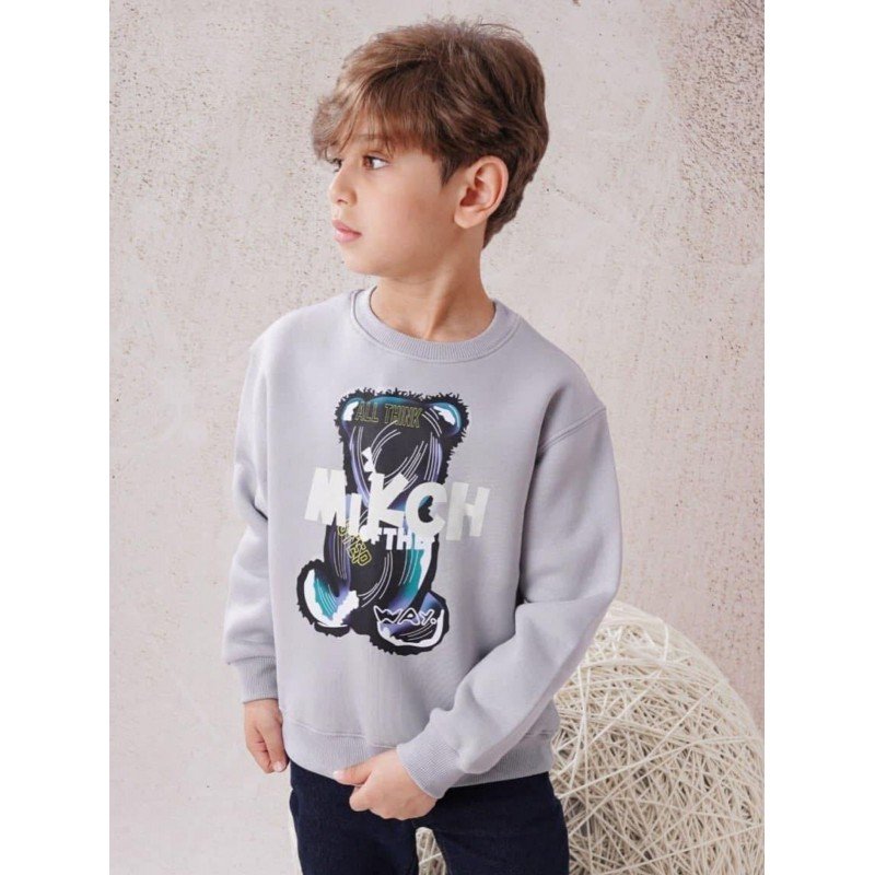 بلوزة ولادي بأكمام طويلة لون سكني