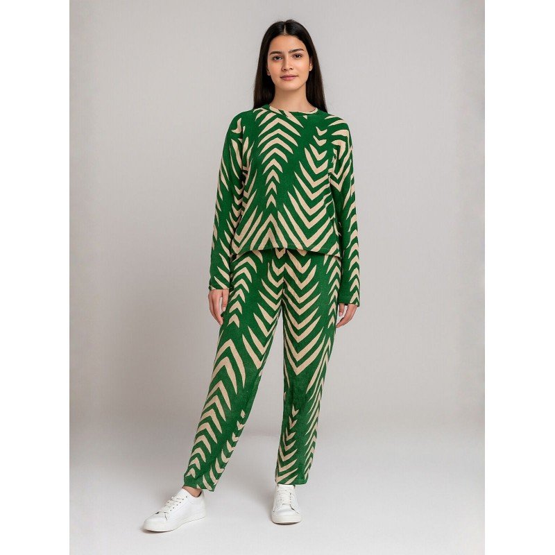 بيجامة ستاتية شتوية لون أخضر