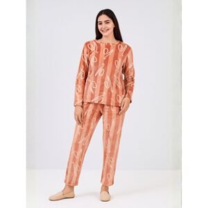 بيجامة ستاتية شتوية لون بني