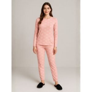 بيجامة ستاتية شتوية لون زهري