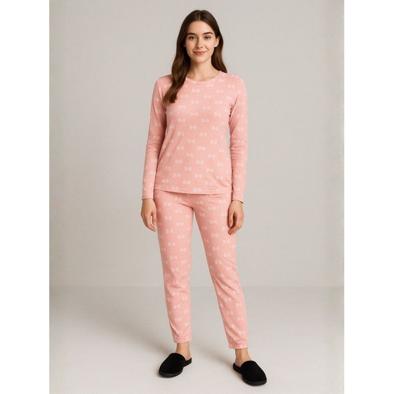 بيجامة ستاتية شتوية لون زهري