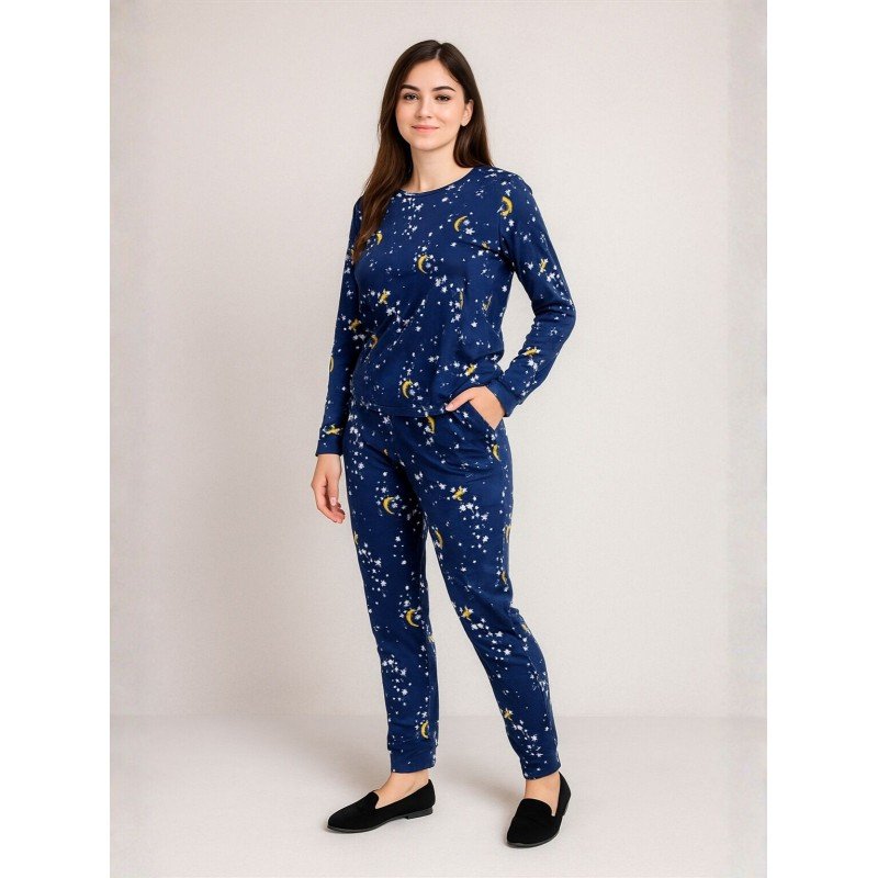 بيجامة ستاتية شتوية لون كحلي