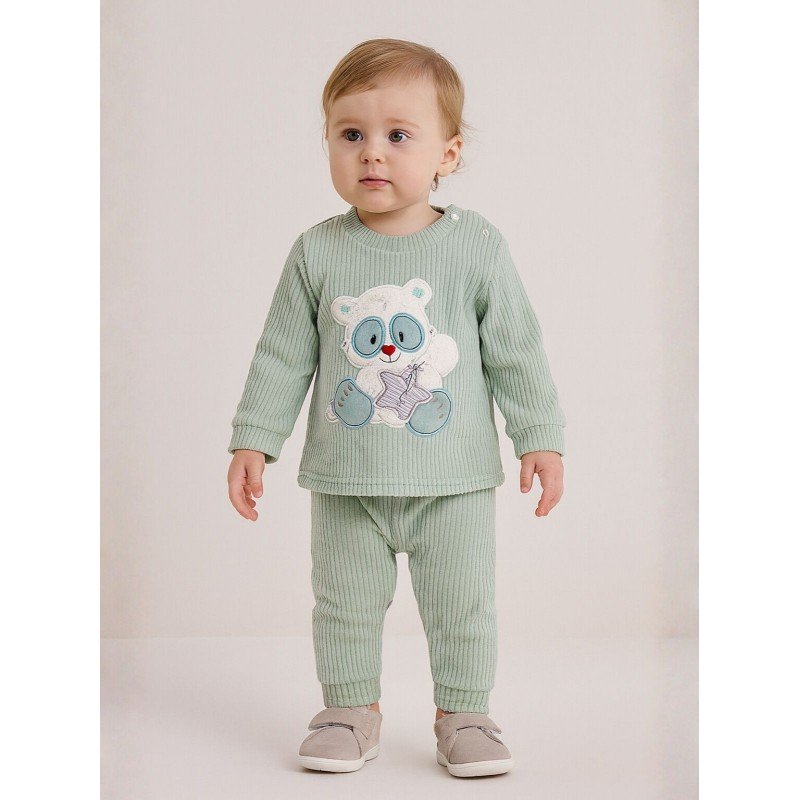 بيجامة ولادية قطعتين فوتر