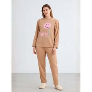 بيجامه ستاتي شتوي لون بيج