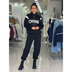 ترينج ستاتي لون أسود بنطلون وبلوزة