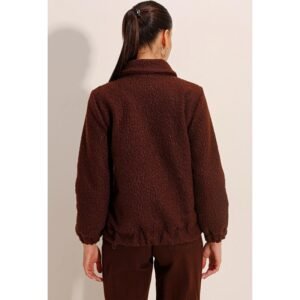 جاكيت ستاتي شتوي بسحاب لون بني Bigdart