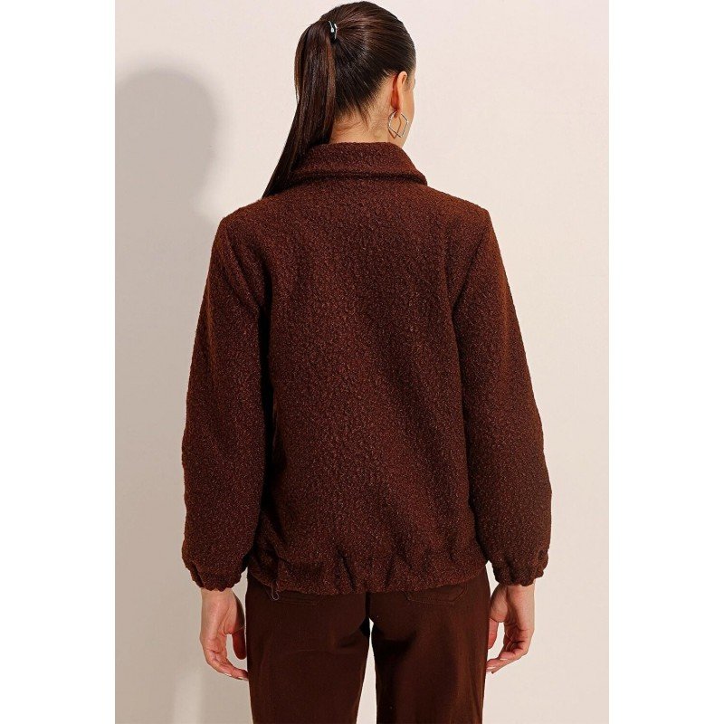 جاكيت ستاتي شتوي بسحاب لون بني Bigdart