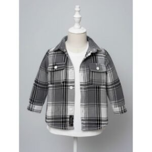 جاكيت ولادي بأزرار وأكمام طويلة للأطفال لون رمادي