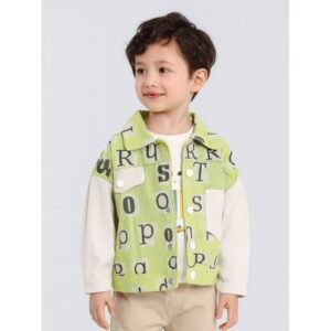 جاكيت ولادي بأزرار وأكمام طويلة لون أخضر