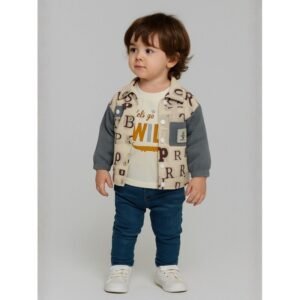 جاكيت ولادي بأزرار وأكمام طويلة لون ازرق