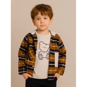 جاكيت ولادي بأزرار وأكمام طويلة لون بيج