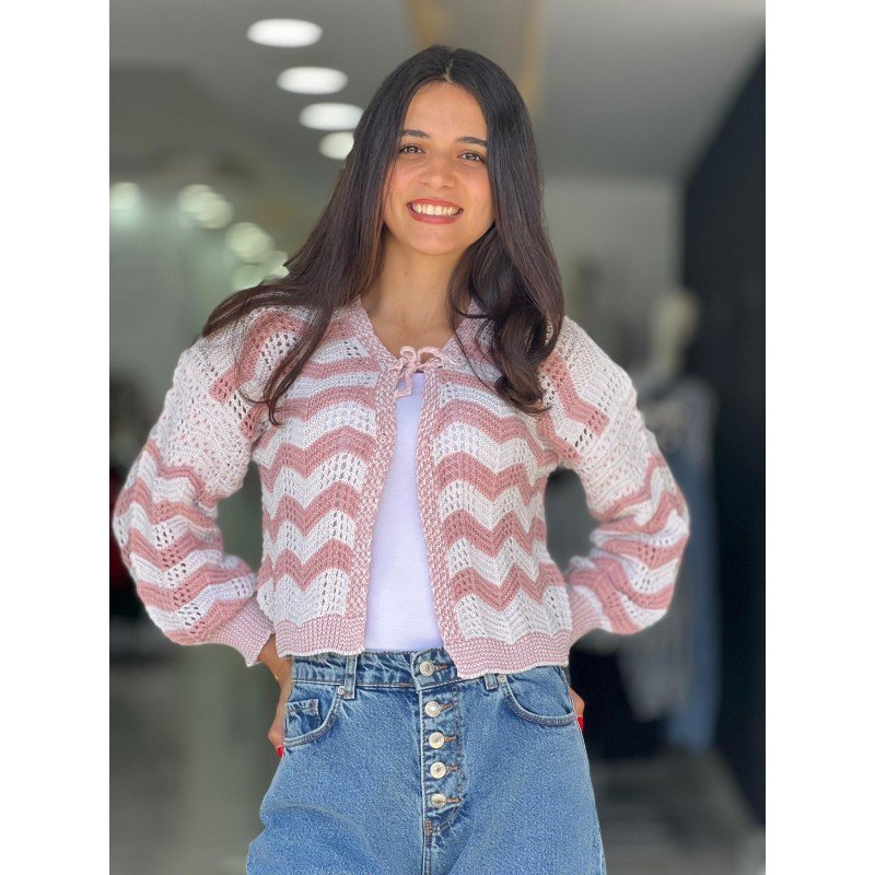 جرزة ستاتي صوف لون زهري بارد وأبيض Happiness İstanbul