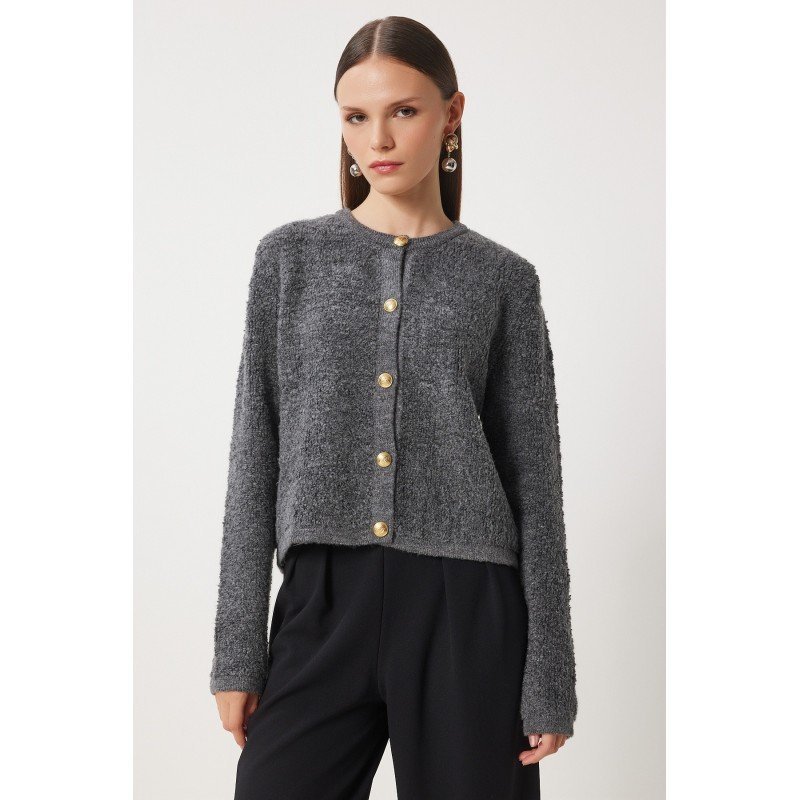 جرزة شتوية صوف بأزرار باللون الذهبي One Size