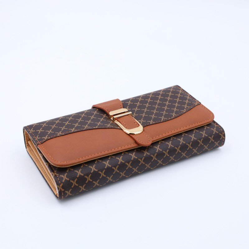 جزدان GOLDEN SQUARE حجم كبير لون بني