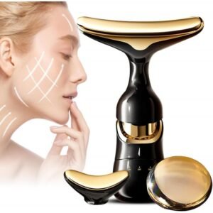 جهاز تدليك 3 في 1 المضاد للشيخوخة لشد الوجه والرقبة وحول العين ويعمل بتقنية الاهتزاز العالي لتحفيز الجلد