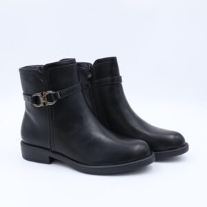 حذاء ستاتي سحاب ساق متوسط الطول لون أسود