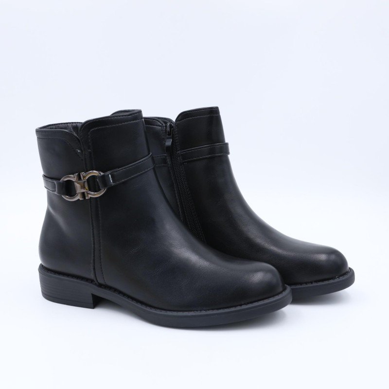 حذاء ستاتي سحاب ساق متوسط الطول لون أسود