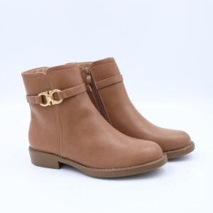 حذاء ستاتي سحاب ساق متوسط الطول لون كاكي