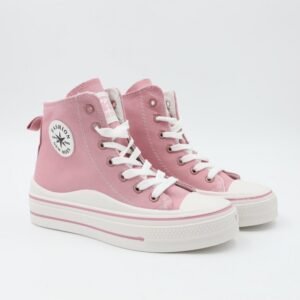 حذاء كاجوال ساق طويل ستاتي لون زهري وأبيض