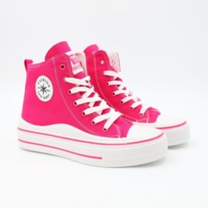 حذاء كاجوال ساق طويل ستاتي لون فوشي وأبيض