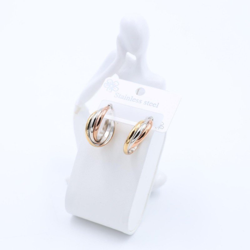 حلق ذهبي حلقات لون ذهبي وفضي وروز جولد