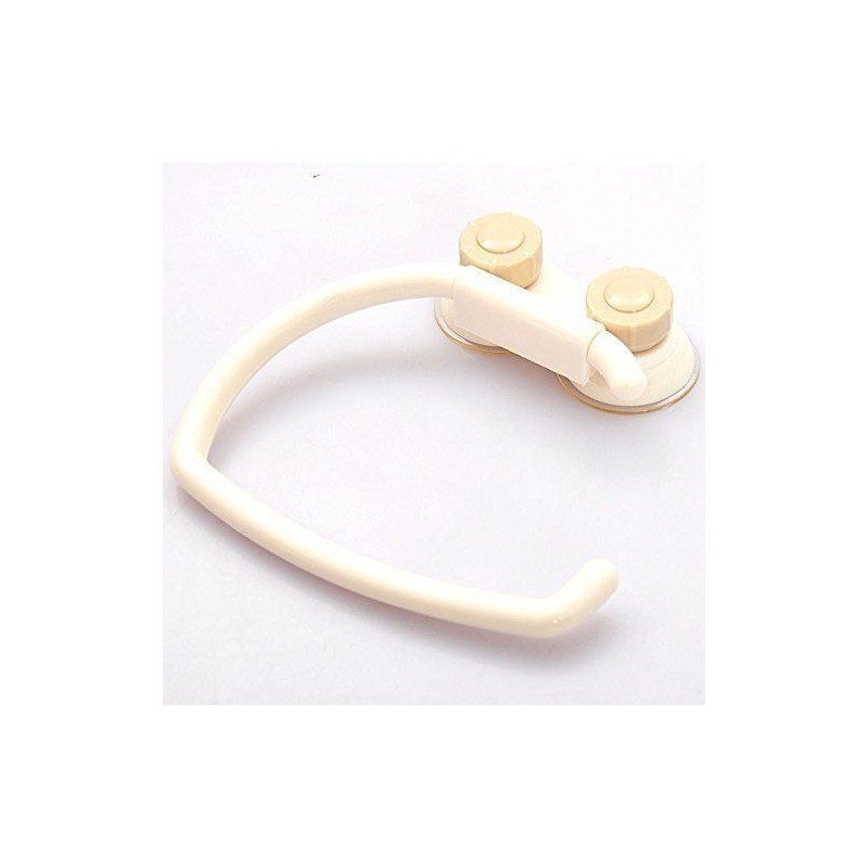 حمالة بلاستيك لورق تواليت (حمام) لاصقة لون أبيض