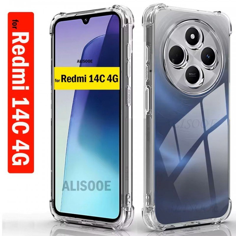 حماية ظهر TPU شفافة لجهاز Redmi 14C 4G مقاومة للصدمات