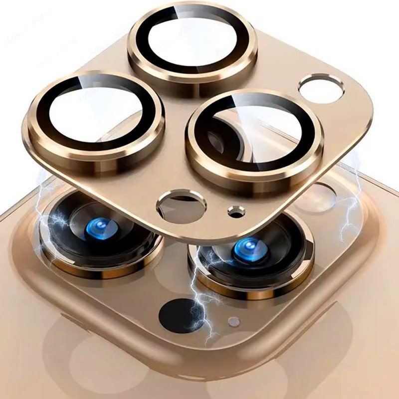 حماية عدسة كاميرا آيفون 14Pro Max/ 14 Pro قطعة واحدة لون ذهبي