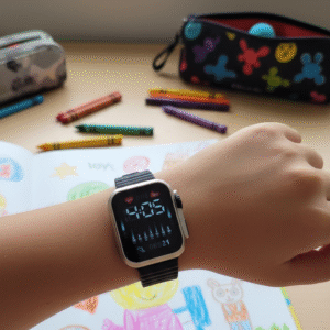 ساعة LED للأطفال حزام سيليكون لون أسود