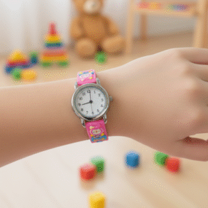 ساعة أطفال لطيفة لون زهري غامق