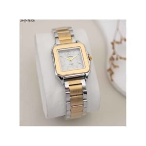 ساعة نسائية مربعة اللون ذهبي و فضي من ماركة FJ مع كفالة سنتين ضد تغير اللون