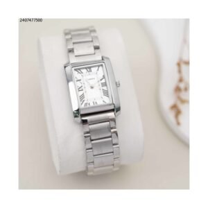 ساعة نسائية مستطيلة مع زركون اللون فضي من ماركة FJ مع كفالة سنتين ضد تغير اللون