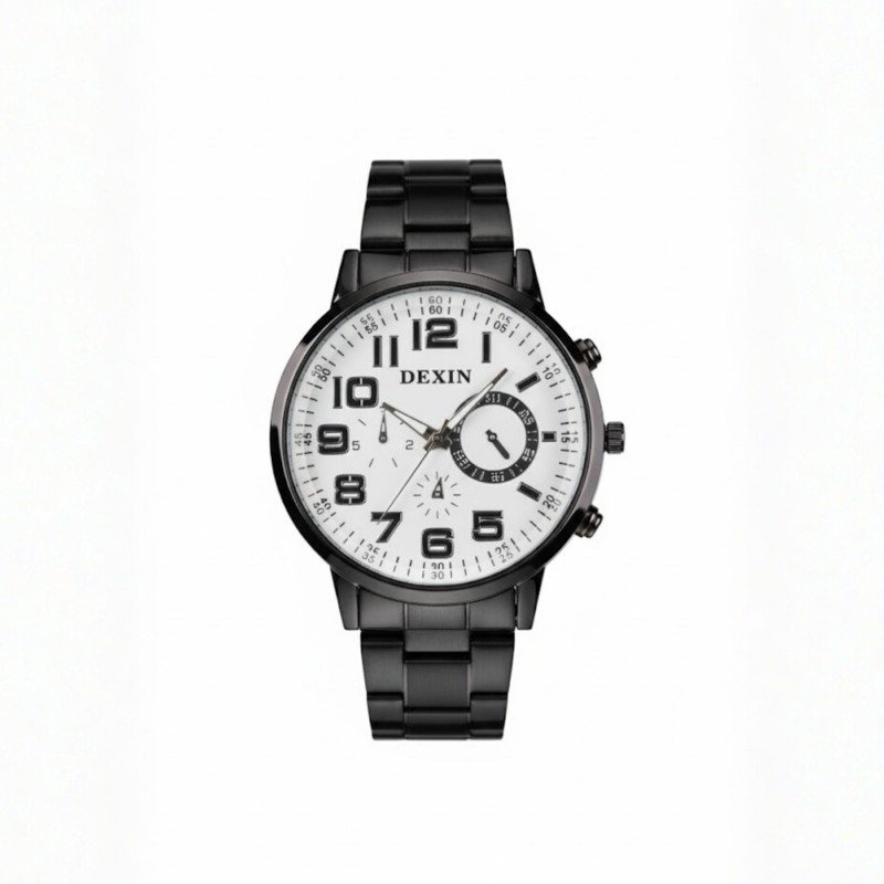 ساعة يد رجالية دائرية ستانلس ستيل