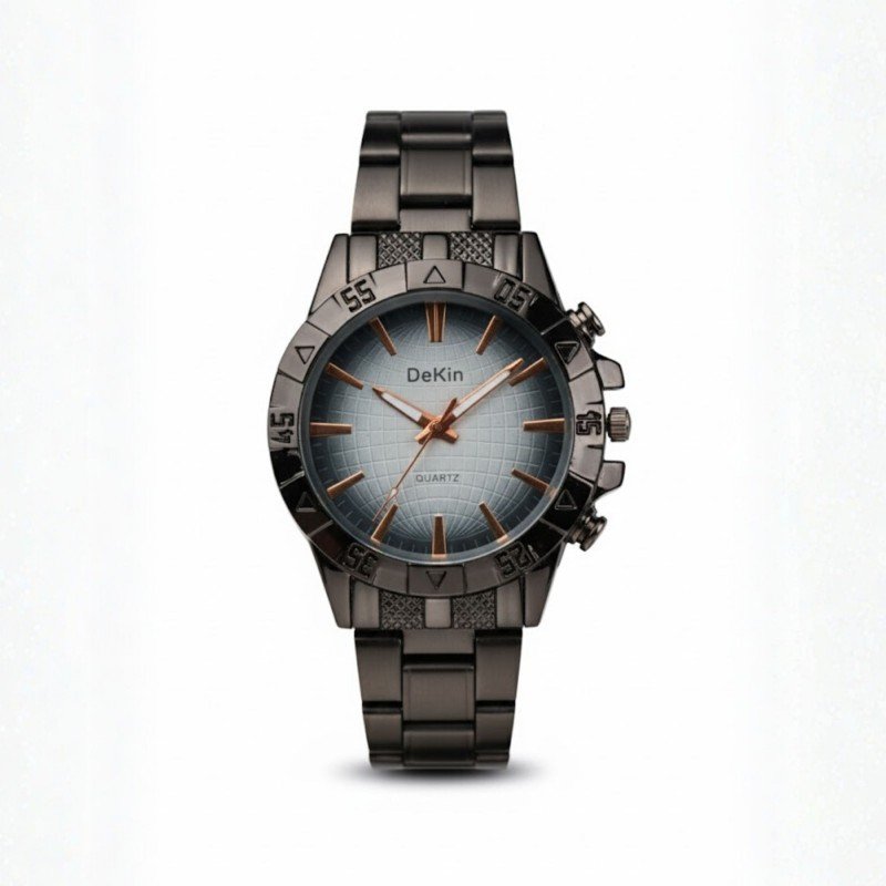 ساعة يد رجالية دائرية ستانلس ستيل