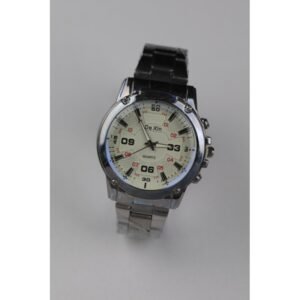 ساعة يد رجالية دائرية ستانلس ستيل