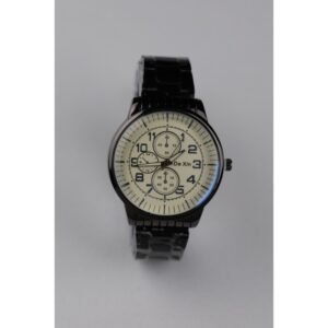 ساعة يد رجالية دائرية ستانلس ستيل