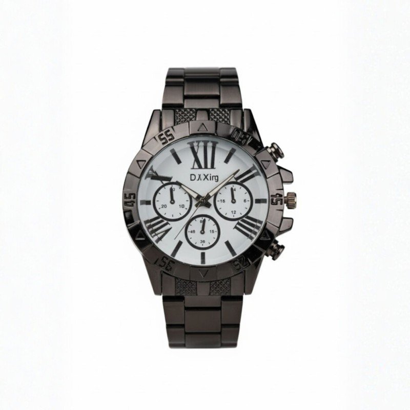 ساعة يد رجالية دائرية ستانلس ستيل