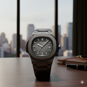 ساعة يد عصرية للرجال مع حزام ستانلس ماركة Patek Philippe لون سيلفر