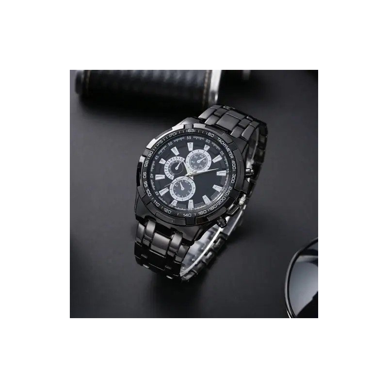 ساعة يد للرجال حزام ستانلس لون اسود ماركة Collection