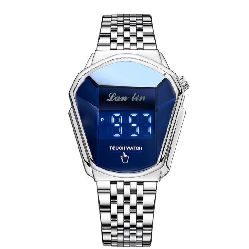 ساعة يد لمس للرجال لون فضي ماركة Lan Lin
