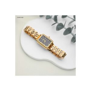 ساعة يد نسائية أنيقة اللون ذهب و اسود من ماركة FJ مع كفالة سنتين ضد تغير اللون