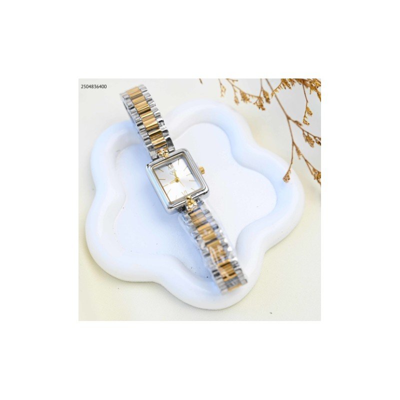 ساعة يد نسائية أنيقة اللون فضي و ذهبي من ماركة FJ مع كفالة سنتين ضد تغير اللون