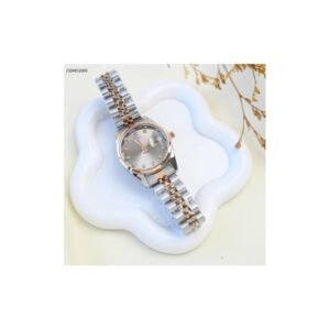 ساعة يد نسائية أنيقة اللون فضي و روز جولد من ماركة FJ مع كفالة سنتين ضد تغير اللون