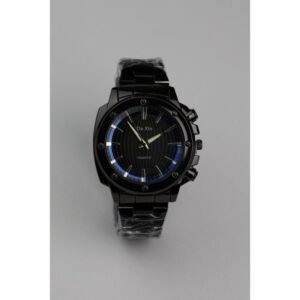 ساعه يد رجالية دائرية ستانلس ستيل لون أسود