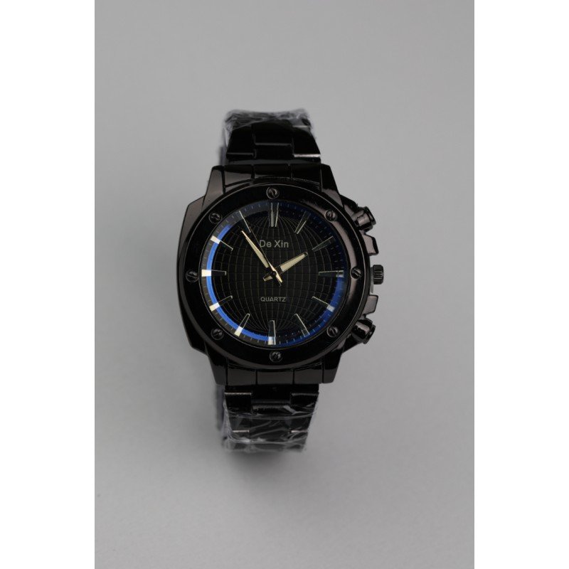 ساعه يد رجالية دائرية ستانلس ستيل لون أسود