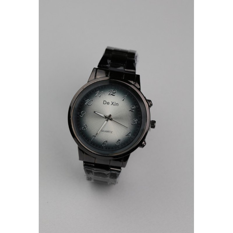 ساعه يد رجالية دائرية ستانلس ستيل لون أسود